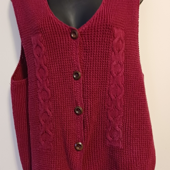 Y2k CABIN CREEK KNITTED VEST, VINTAGE 90'S XL WINE COLOR - Picture 5 of 10
